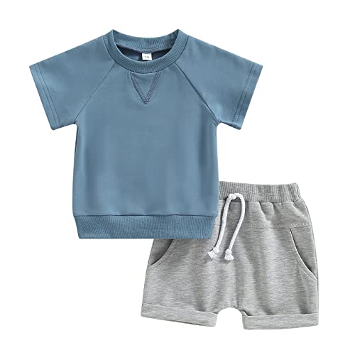 Image of Sprifallbaby Toddler Baby Boy Summer Clothes Short Sleeve T-Shirts Tops Newborn Infant Boys Cute Cool Shorts Outfit Set 2PCS