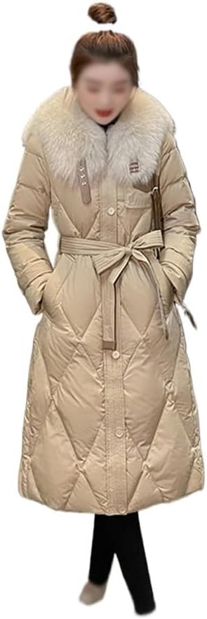 Large Hair Collar Down Jacket Female Winter Medium-length Knee-thickened Waist Coat