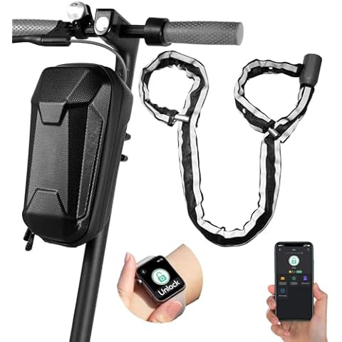 Scooter Chain Lock, Anweller Electric Scooter Accessories, Fingerprint Keyless Biometric Smart Bluetooth App Electronic Digital Heavy Duty Anti Theft Bike Lock Cover