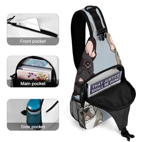 Mochila deportiva tipo bandolera French Bulldog blanca miniatura 4