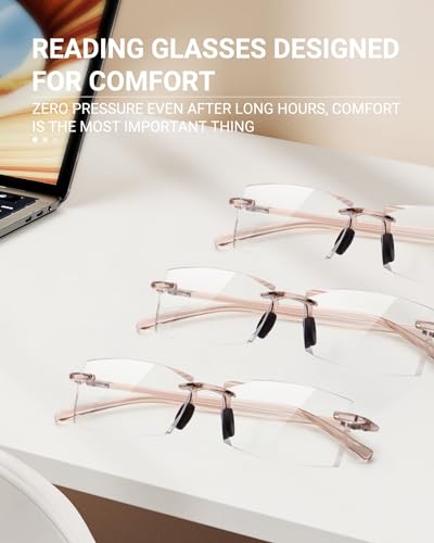 Image of TERAISE Rimless Reading Glasses Comfortable Lightweight Frameless Reader Men Women Blue Light Blocking Computer Eyeglasses