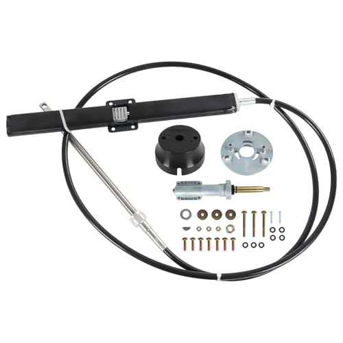 CARMOCAR 10ft Back Mount Rack Steering System Kit SS14110 replacecment for Teleflex Rack & Safe-T Includes Helm,10 Feet Steering Cable,90 Degree Bezel Kit–for Sterndrive,I/O,Outboard & Ski Boats