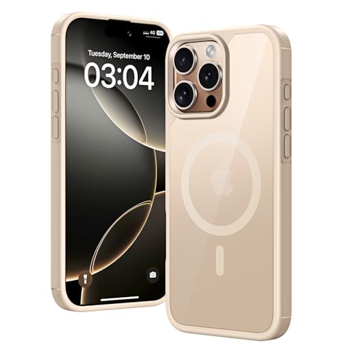 Image of TAURI TPU+PC For iPhone 16 Pro Case 6.3 inch, Compatible With Magsafe, Military-Grade Protection, [Anti-Yellowing] Shockproof Case Transparent Back Magnetic Phone Cover-Darkgold