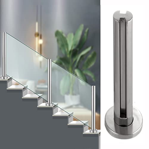 ZAQY Poste para barandilla Vidrio/pasamano Escalera Interior Escalera Poste De Valla De Vidrio Redondo De Acero Inoxidable, Abrazadera De Vidrio/Conector De Panel De Balaustrada para Balcón, Terraza Cover