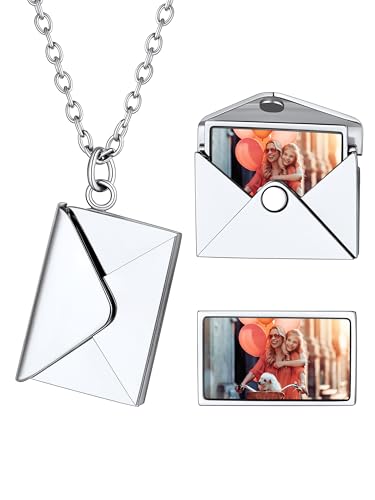 Collier enveloppe en acier inoxydable durable avec médaillon secret photo