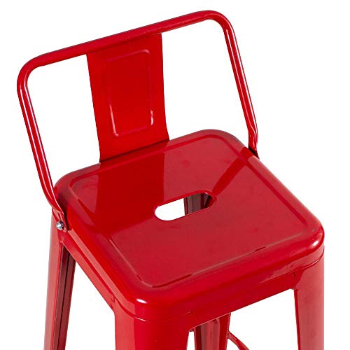 Kit - 2 x banquetas altas Iron Tolix com encosto - Industrial - Vintage - Vermelho