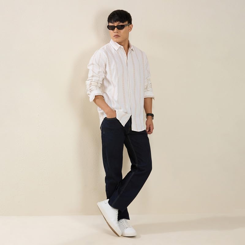 Image of Mens Striped Slim Fit Cotton Casual Shirt | Full Sleeves Mens Shirts | Stylish Shirt for Men