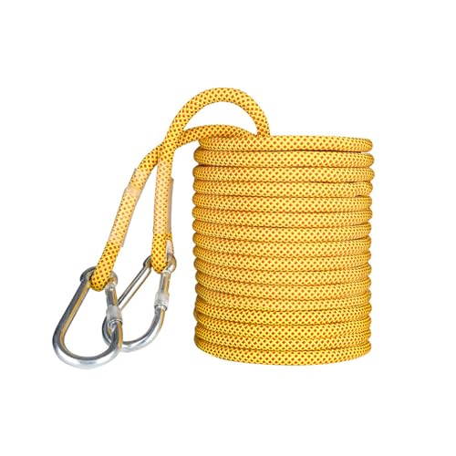MOUMOUTEN Cuerda de Seguridad,Cuerda de Trabajo en Extensión 10 Metros de Longitud Amarillo Rappelling con 16mm de Diámetro y 45KNde Tracción