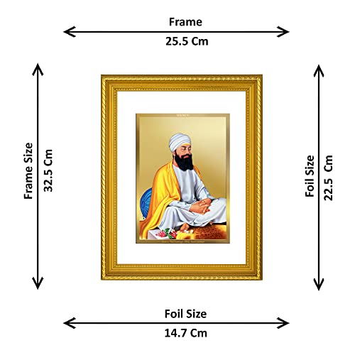 Image of Diviniti Guru Tegh Bahadur Ji Gold Plated Wall Photo Frame, Table Decor| DG Frame 056 Size 3 and 24K Gold Plated Foil| Religious Photo Frame Idol, Gifts Items (32.5 CM X 25.5 CM)