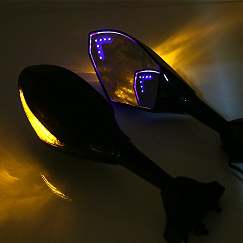 YP YuanPei Rétroviseurs de moto en carbone avec LED bleue avant pour Honda CBR 600 F4i 929 954 RR F1 F2 Hurricane Noir