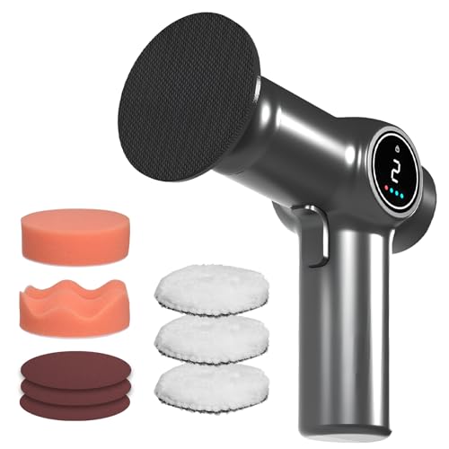 Polisseuse de voiture sans fil avec écran LCD, kit de polissage tampon de voiture, 2 vitesses, réglable pour la cire, le ponçage du métal, le ponçage du...