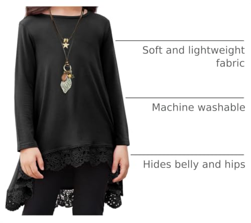 Image of Arshiner Girls Tunic Tops Casual Basic Loose Soft Swing Pullover Long Blouse T-Shirt Tee
