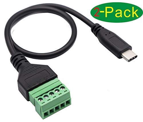 Cable USB C a clema de 5 pines para prototipos y mantenimiento de hardware, 30cm 2 unidades 3