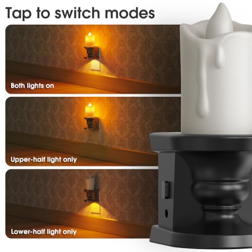 Image of Briignite Flameless Candle Night Light, Amber Night Lights, Dusk to Dawn | Candle Nightlight, Light Sensor, 0-100LM Dimmable LED Night Light Plug in, 1800K Amber Nightlight for Hallway Bathroom