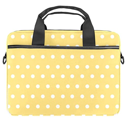 Sacoche ordinateur 13-14 pouces jaune à pois blancs housse bandoulière pour PC et Mac