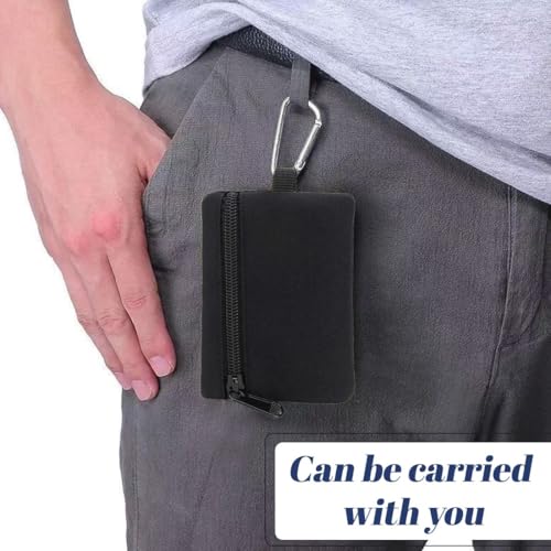 XENQITO 1 Stück Mini Geldbörse für Herren Damen, Münzgeldbörse, Canvas Münzbörse Nylon Taktische Klein Geldbeutel mit Reißverschluss, Mini Kleingeldbörse Portemonnaie mit Schlüsselring und Karabiner