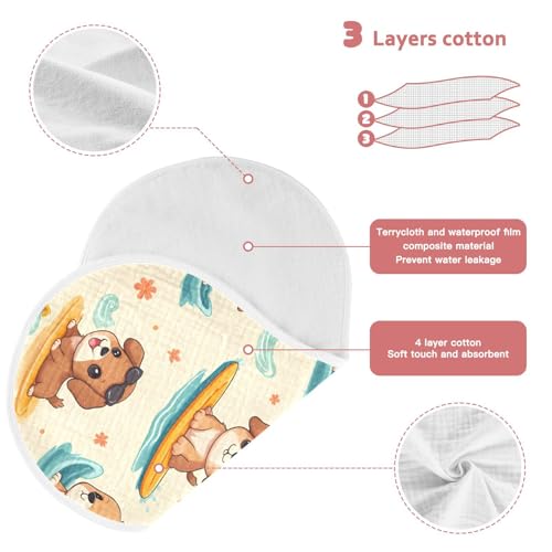 Bolaz Baby Burp Cloths 2 Pack,Surfboard Dog Pattern,Feeding Cloths Face Towel Super Absorbent Soft Cotton Burping Rags Feeding Bibs4