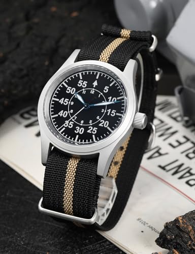 Image of Militado ML05 38mm VH31 Quartz Watch - Domed Sapphire Crystal Field Watch C3 Super Luminous Retro Sweep Wrist Watch for Men 100M Waterproof