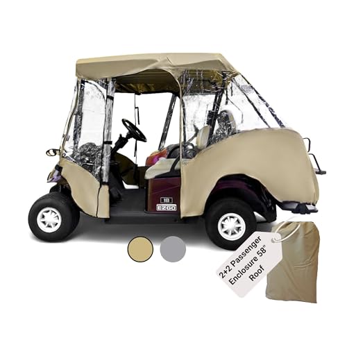 Formosa Covers 2+2 Golf Cart Drivable Enclosure - Durable YKK Door Zipper - Golf Cart Rain Cover Short Roof 58