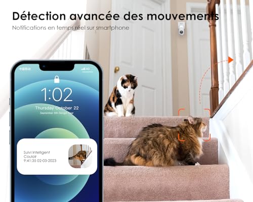 Panoraxy AI 2K Plug in Überwachungskamera innen, 360° WLAN IP kamera überwachung innen, Nachtsicht, Zwei-Wege-Audio, Bewegungserfassung, hundekamera mit app, Babyphone, kompatibel mit Alexa und Google – Bild 6