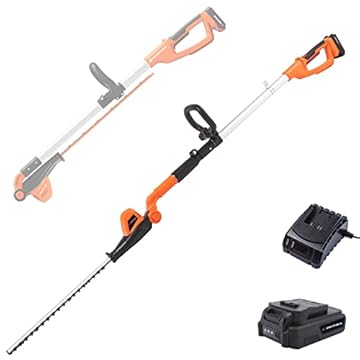Yard Force Tagliasiepi a palo senza fili, estensibile, lunga portata, lunghezza di taglio 41 cm, batteria agli ioni di litio da 20 V e caricabatterie, testa regolabile a 135°, lame a doppia azione -