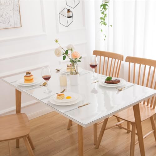 Image of 30 x 54 Inch Clear Table Cover Protector, 1.5mm Thick Plastic Table Cover, Vinyl Table Protector, Desk Mat For Desks