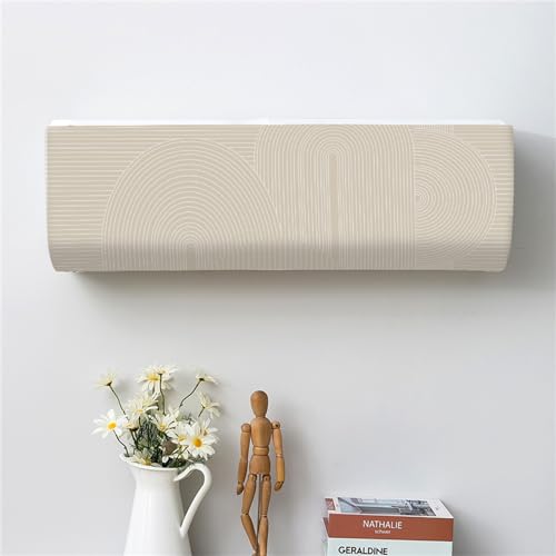 Treer Funda para Aire Acondicionado Interior, Funda para Aire Acondicionado Pared Elástico Antipolvo para Pared Montaje Unidades Split Interior AC Cubiertas (1P,Arte Beige 1)