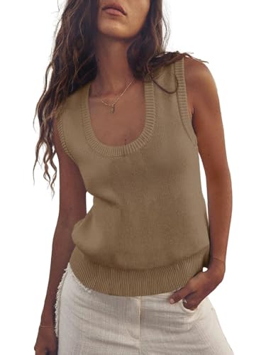 Image of Saodimallsu Women's Ribbed Knit Sweater Vest