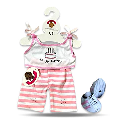 Build Your Bears Wardrobe Ropa de oso de peluche con diseño de feliz cumpleaños y zapatos para construir un oso (rosa) Cover