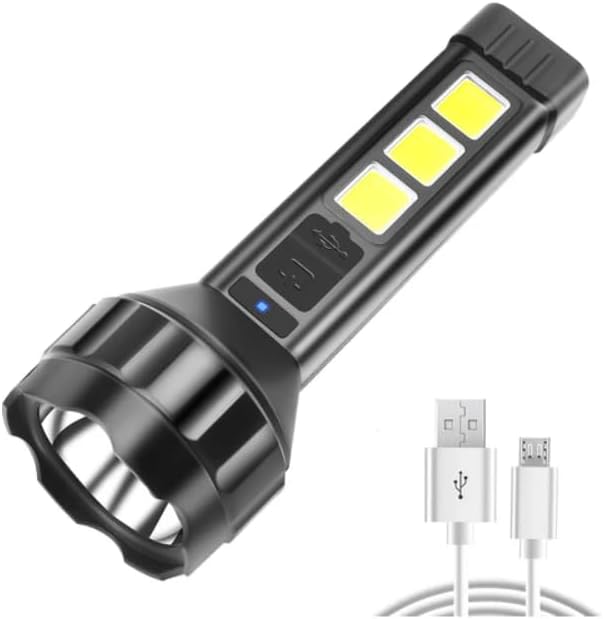 WellHise 659 Usb Şarjlı El Feneri COB Yan Işık Güçlü El Feneri USB Şarj Edilebilir Açık Kamp Lambası Taşınabilir