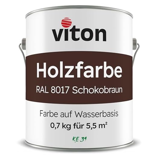 VITON Holzfarbe - 0,7 Kg Braun Holzlack Seidenmatt - Wetterschutzfarbe für Außen - 3in1 Grundierung & Deckfarbe - Profi-Holzschutzlack - KE31 - RAL 8017 Schokoladenbraun