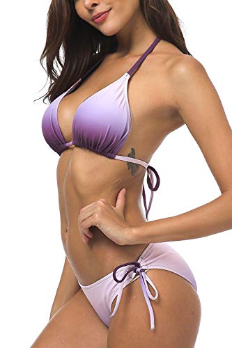 Wetopkim Women's Bikini Swimsuit Sexy Two Pieces for Beach Halter String Bikini Sets Back Tie Strappless Swimwear — view 2