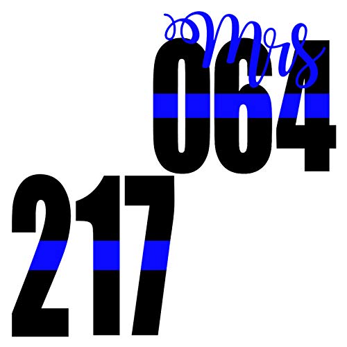 Thin Blue Line Police Badge Numbers Vinyl Decal for Officer and Police Wife