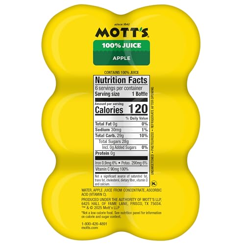 Image of Mott's 100% Original Apple Juice, 8 fl oz bottles, 6 pack