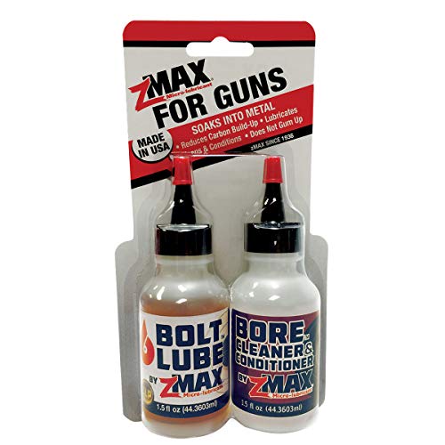 Zmax 50-303 - Bolt Lube With Micro-Lubricant And Bore Cleaner & Conditioner - Firearm Formulas - Reduces Carbon Build Up - Easy To Use - Extends The Gun Performance - 2 Bottles, 1.5 Oz Each #TOP5