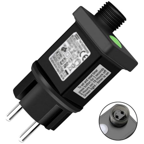 Dekofun Trasformatore Luci Natale 24V 6W AC Intermittenza per Luci di Natale 8 Modalità con Funzione Timer, Impermeabile Alimentatore Luminarie Natalizie per Illuminazione Natalizia, Tenda Luminosa