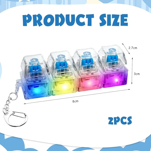 2Pcs Tastatur Fidget,Transparente Mini-Antistress-Tastatur Schlüsselanhänger,Fidget Tastatur 4-Tasten Design Bunter Ausstrahlen,Clicker Stressabbau Schlüsselanhänger für Lindert Angstzustände