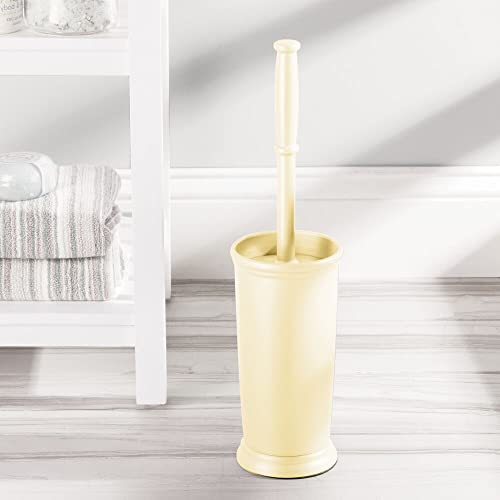 Image of mDesign Toilet Bowl Brush and Holder - Covered Bathroom Brush - Standing Scrubber in Modern Holder - Space Saving, Deep Cleaning for Toilet - Hyde Collection - Light Yellow