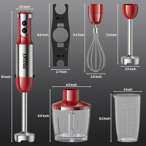 Image of Immersion Blender Powerful Four Blades, Hand Mixer 5-in-1 with 20-speed, 1200W One-button Disassembly and Washing, Suitable for Kitchen Making Soups, Protein Shakes and Baby Food