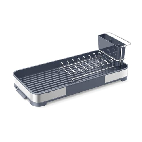 Glad Stainless Steel Dish Drying Rack - Small Space Saving Dish Drainer with Removable Cutlery Holder, Drain Spout, and Towel Bar - Rust-Resistant Metal Rack for Kitchen Countertops, (8”W x 17.5”L) - image 5