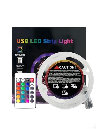 SeJaiminy LED Strip Lights, 5V RGB Color Changing Light Strips with Remote Control, USB Powered Flexible LED Lights for Bedroom, TV, Living Room, Party, Home DIY Decoration (20Ft)
