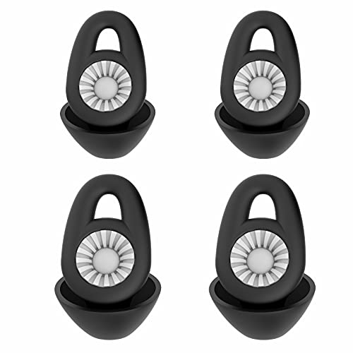 2 Pairs Ear Plugs for Sleeping, Hearprotek Two-Tone Noise Reduction Sleeping Ear Plugs-Reusable Silicone Sound Blocking earplugs for Sleep Side Sleepers snoring Travel Work ï¼ˆBlackï¼‰