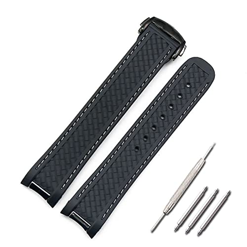 Bracelet caoutchouc 20mm pour Omega AT150 finition premium boucle papillon nuance agate