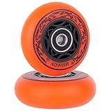 AOWISH 68mm Mini Rip Stick Skateboard Wheels 90A Ripster Mini Caster Board Replacement Wheels with Bearings ABEC-9 for DLX Mini Board, 2-Wheeled Mini Wave Board, etc (Set of 2) (Orange)