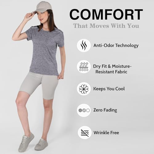 Image of CHKOKKO Gym Tshirt for Women Workout Dry Fit t Shirt Sports Tshirt Lightweight Round Neck Breathable Half Sleeve Activewear Running Yoga Tops for Woman