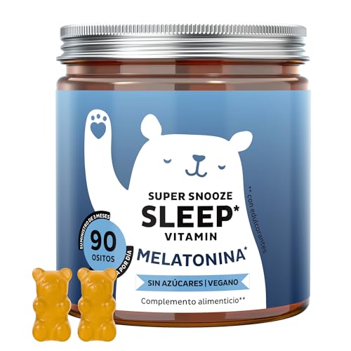 Super Snooze Sleep Vitamin – Sueño - Gummies con 1mg Melatonina – Altamente dosificado con Vitamina B6 – 90 unidades (3 meses) – Sin azúcar, Vegano – Bears with Benefits