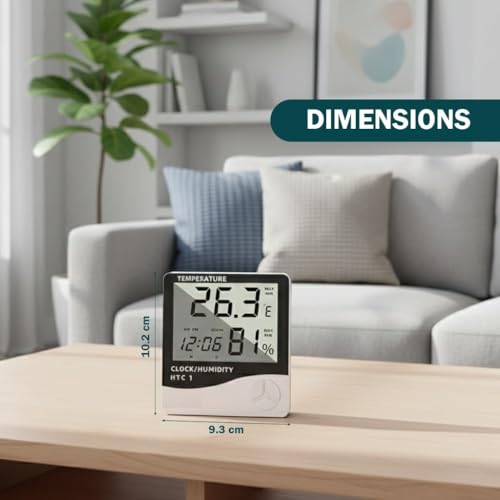 Image of AERYS HTC-1 Digital Hygrometer Thermo-Meter Humidity Meter with Alarm Clock LCD Display (HTC1)