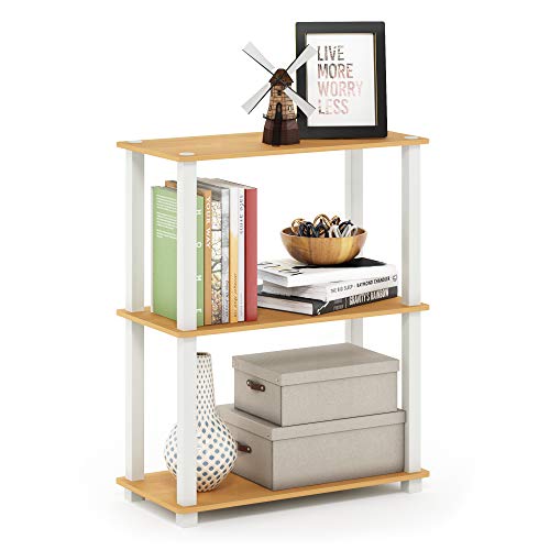 Image of Furinno TURN-S-TUBE Storage Shelves, 3-Tier Book Shelf, Corner Shelf, Toolless Open Shelves, for Organization and Storage, Living Room, Garage, Home Office, Beech