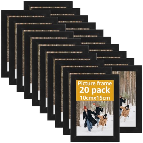 DAJAVE 20 Stück Bilderrahmen 10x15 fotorahmen für Wand und Tisch bilderrahmen A6 für den Einsatz in Büros und Wohnungen (Schwarz 10X15)