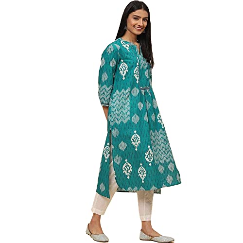 Image of BIBA Printed Band Collar Straight Fit Womens Kurta